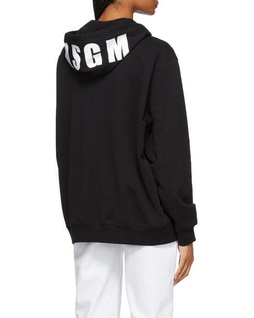 MSGM Black Logo-Trimmed Hoodie