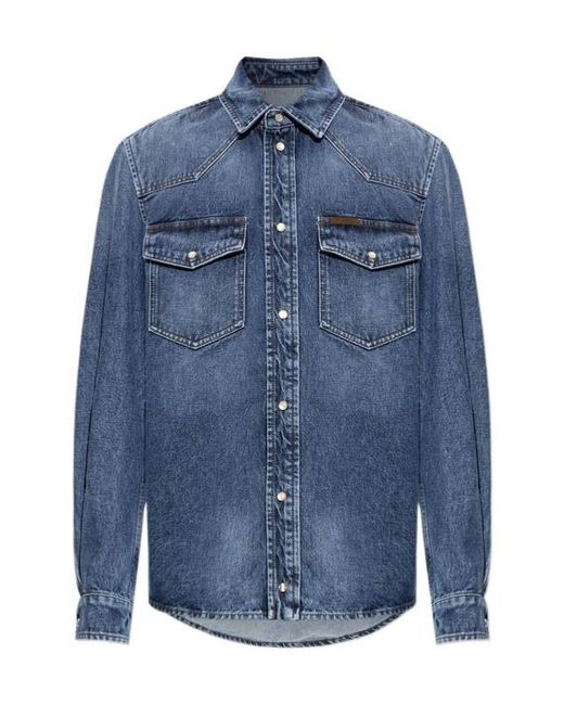 Moncler Blue Denim Shirt Jacket for men