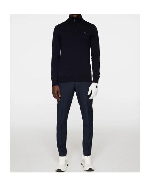 J.Lindeberg Blue Long Sleeve Logo Knit Sweater for men