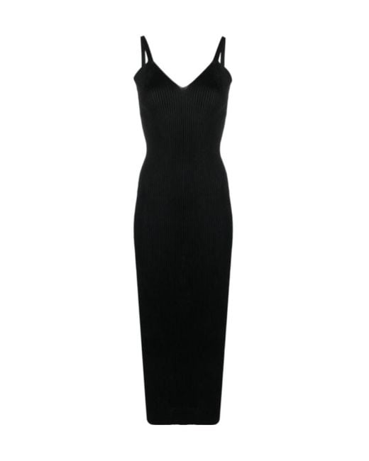Our Legacy Black V-Neck Ribbed-Knit Sleeveless Dress