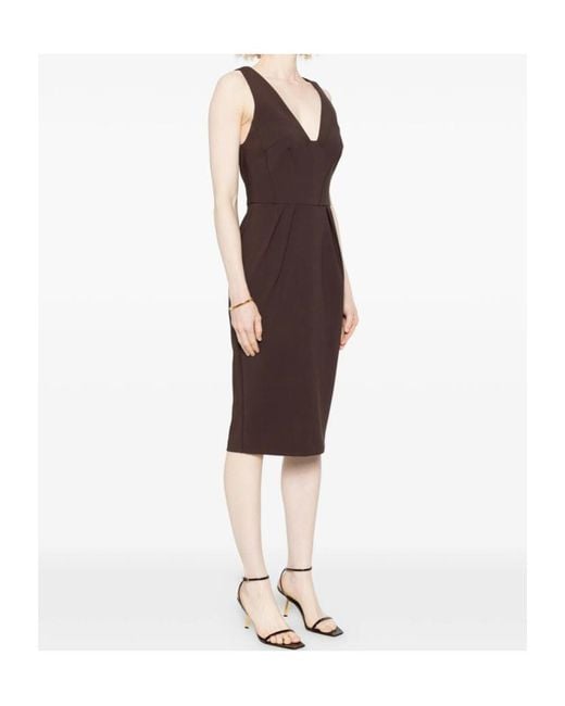 Elisabetta Franchi Purple Pleated V-Neck Dress