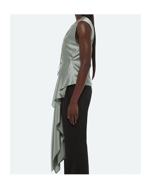 Helmut Lang Green Draped Scarf Top