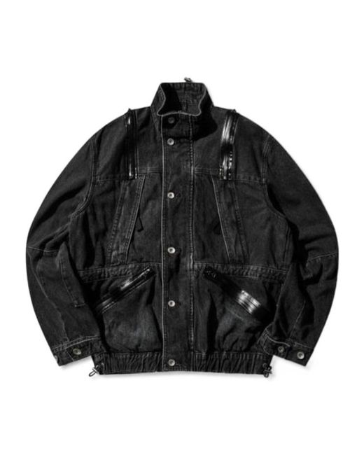 Sacai Black Distressed Wash Denim Jacket for men