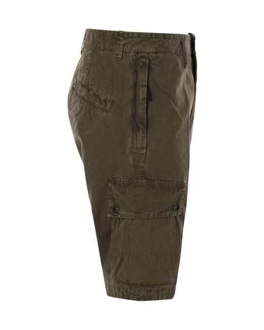 Stone Island Green Compass Patch Bermuda Shorts for men