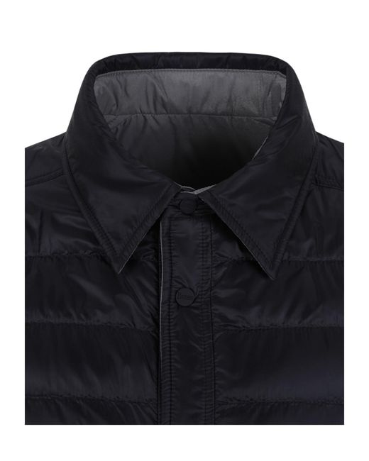 Herno Blue Quilted Shirt Down Jacket for men