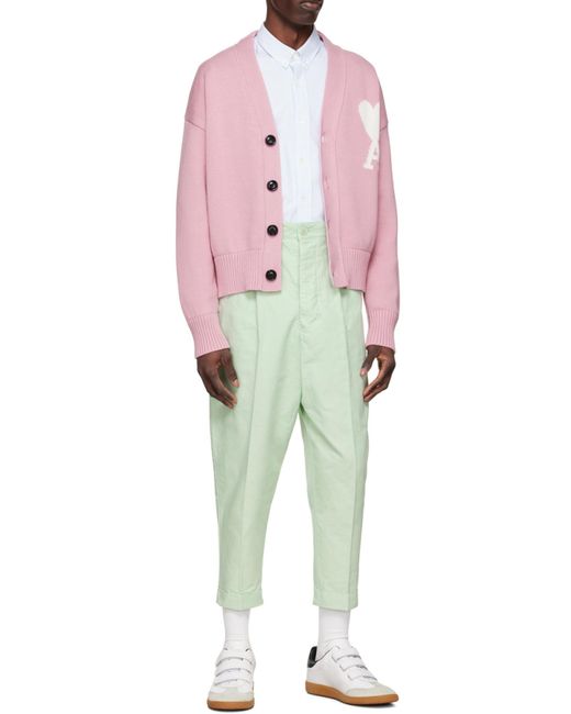AMI Green Tailored Tapered-Leg Trousers for men