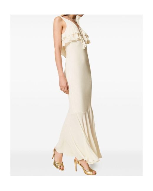 Twinset White Ruffled Maxi Dress