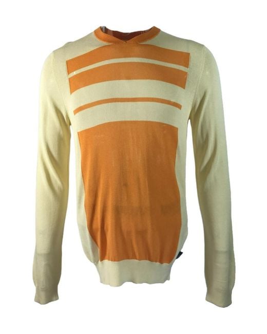 Armani Collezioni Yellow Logo Pattern Sweater for men
