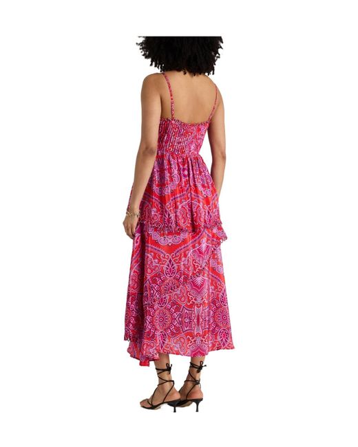 Farm Rio Pink Paisley Scarf Loopy Cups Maxi Dress Midi Dress Viscose