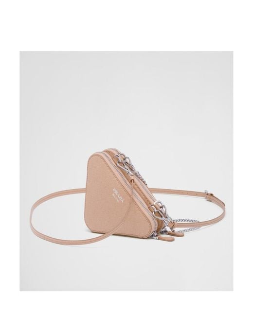 Prada White Saffiano Leather Mini Pouch