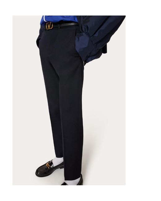 Valentino Blue Slim Cut Tailored Trousers for men