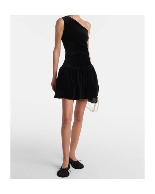 Patou Black One-Shoulder Mini Dress