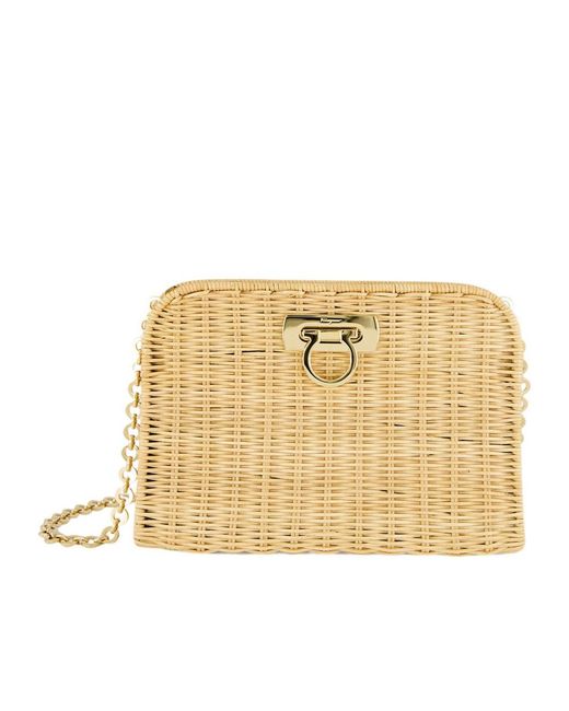 Ferragamo Metallic Diana Clutch (S)