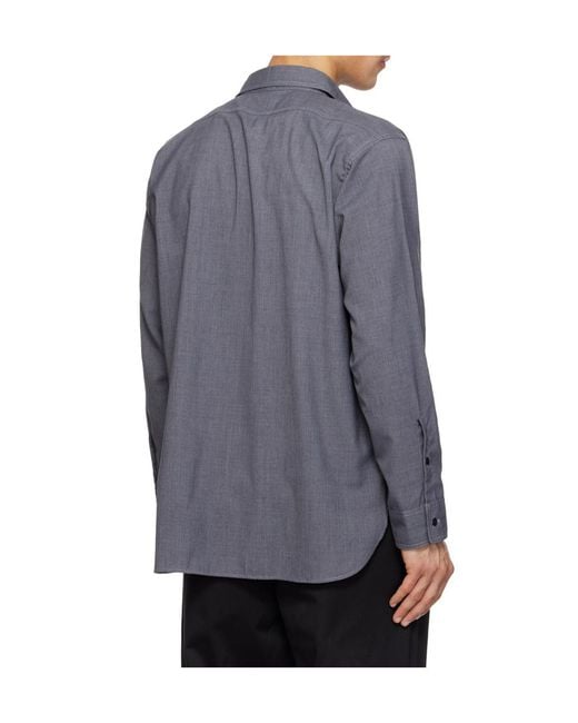 Nanamica Gray Wool Blend Poplin Shirt for men