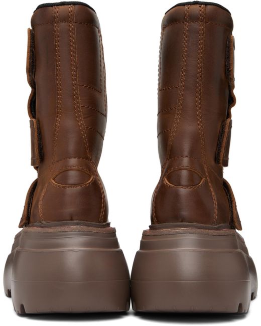 R13 Brown Chunky Racing Ankle Boots