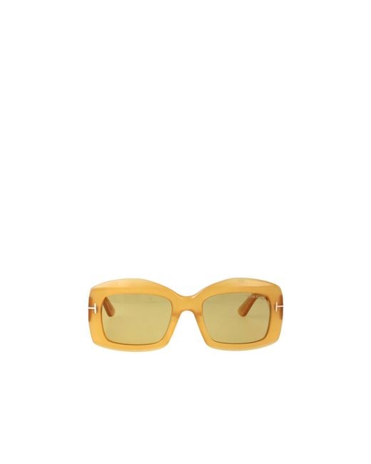 Tom Ford Yellow Eyewear Venetia Rectangle Frame Sunglasses