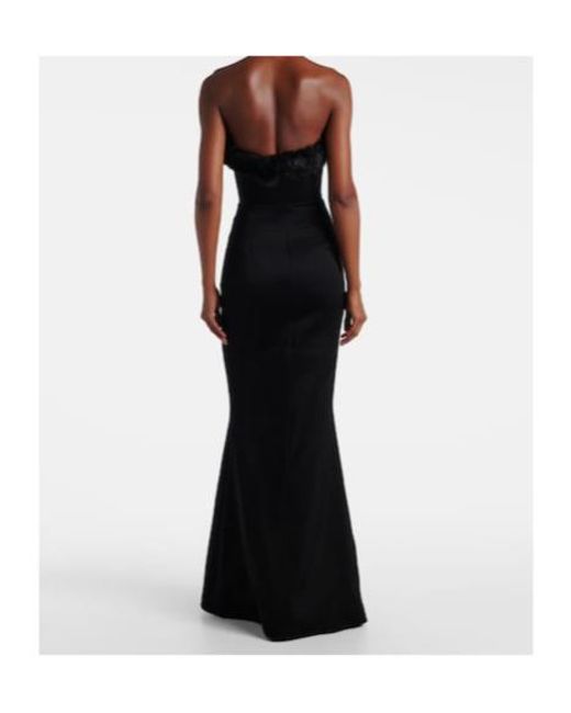 David Koma Black One-Shoulder Bustier Gown