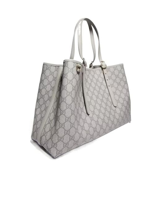 Gucci Gray Gg Emblem Large Tote Bag