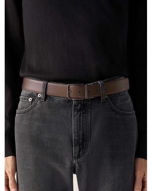 Zegna Brown Reversible Leather Belt for men