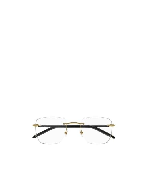 Montblanc Metallic Eyewear Rimless Rectangular Glasses And Frames for men