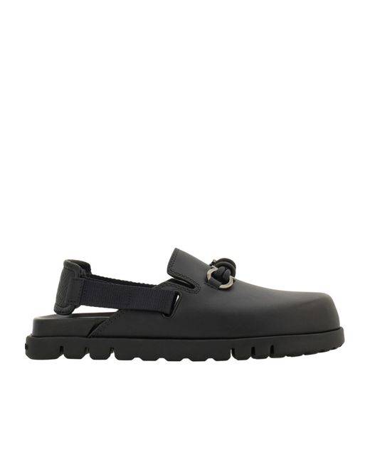 Ferragamo Black Gancini Buckle Mule for men