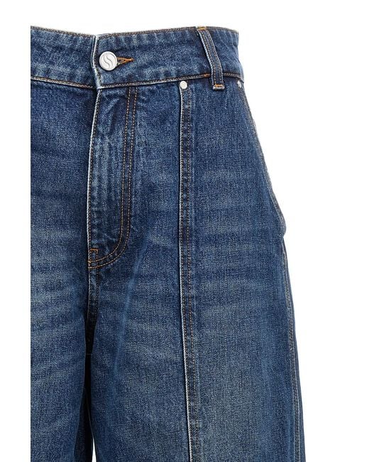 Stella McCartney Blue Wide-Leg Cargo Jeans