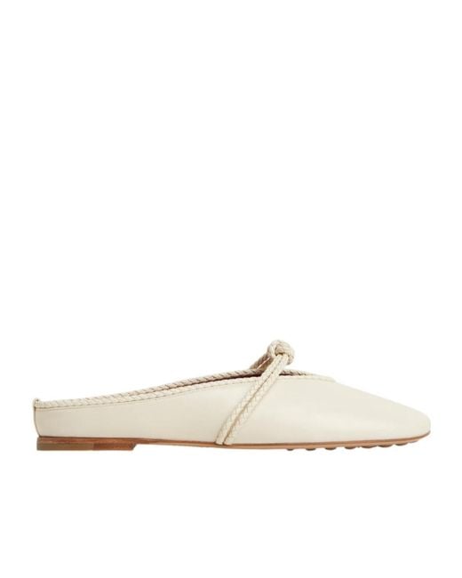 Bottega Veneta White Round-Toed Ballet Shoes