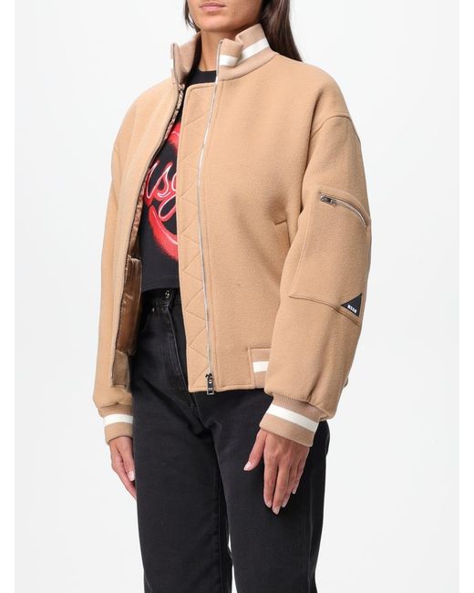 MSGM Blue High-Neck Zipped Bomber Jacket