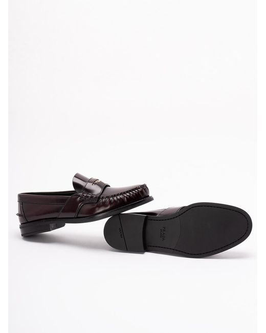 Prada Black Triangle-Logo Loafers