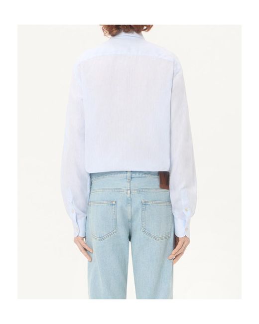 Valentino Blue Scarf-Collar Linen Shirt for men