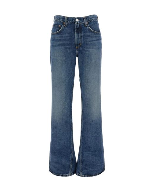Agolde Blue Mid Rise Kick Boot Jeans