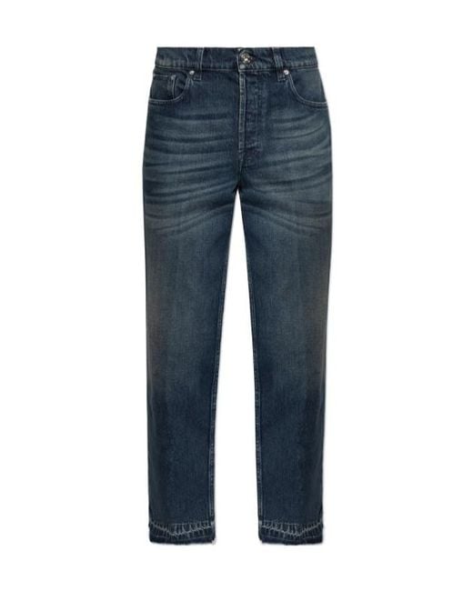 Lanvin Blue Frayed Edge Straight Leg Jeans for men