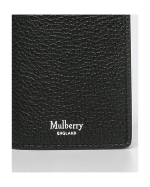 Mulberry Black Logo-Stamp Leather Card Holder for men