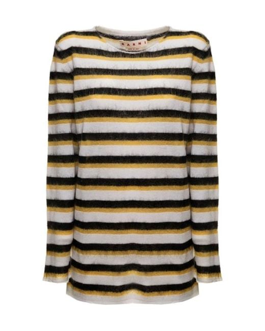 Marni Black Brushed Striped Jumper