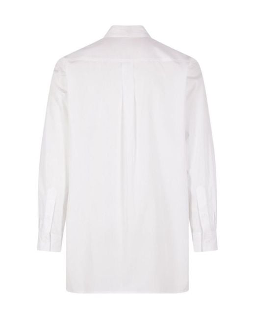 Yohji Yamamoto White Button-Up Long-Sleeved Shirt for men