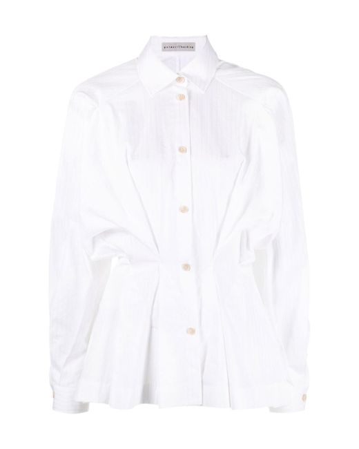 Palmer//Harding Women's White Lapel Long-Sleeved Shirt