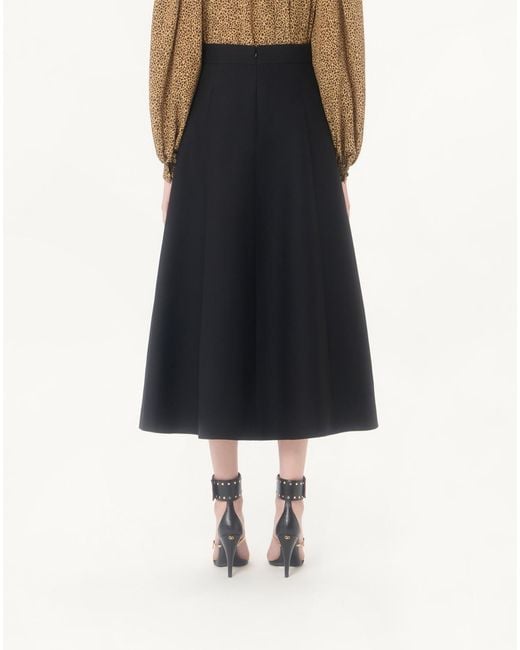 Valentino Black Crepe Couture Midi Skirt