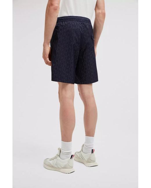 Moncler Blue Logo Patch Drawstring Shorts for men