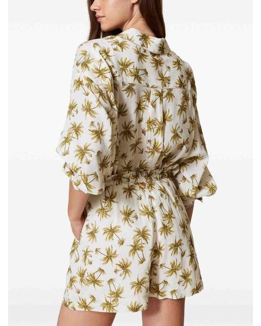Twinset Metallic Palm Tree-Print Shorts