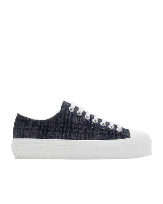 Burberry Blue Checked Low-Top Sneakers