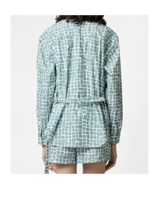 Tod's Blue Printed Belt Shirt