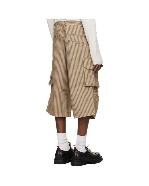 424 Natural Striped Cargo Shorts for men