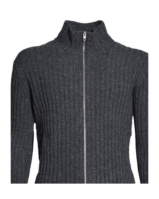 Jil Sander Blue Zip-Up High Neck Cardigan for men