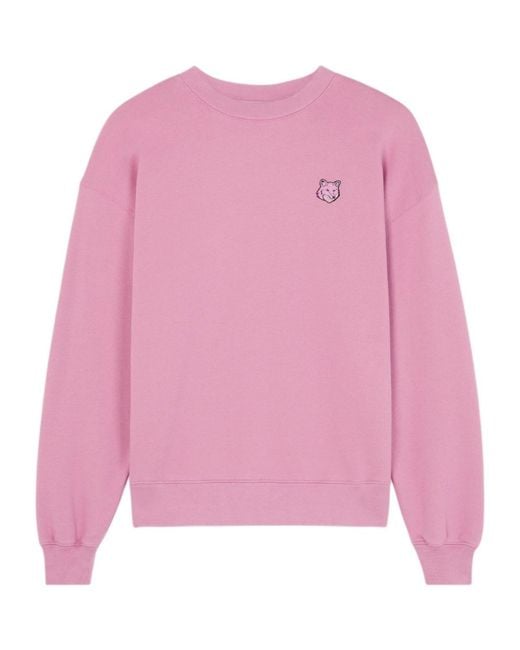 Maison Kitsuné Pink Maison Kitsuné Bold Fox Head Patch Crewneck Sweatshirt