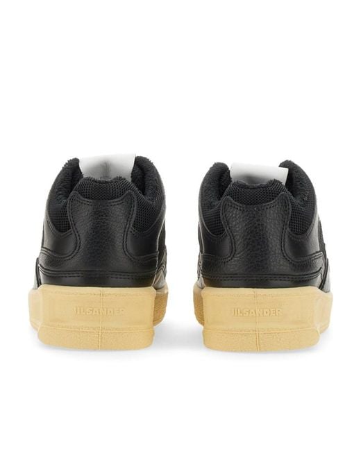 Jil Sander Black Round-Toe Lace-Up Sneakers