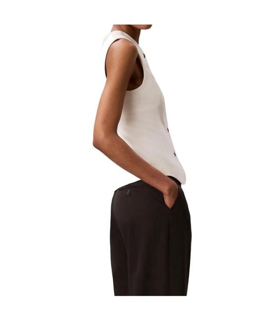 Calvin Klein White Button-Up Waistcoat
