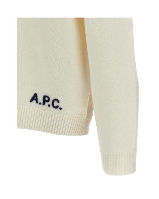 A.P.C. White Edward Logo Intarsia-Knit Crewneck Jumper for men