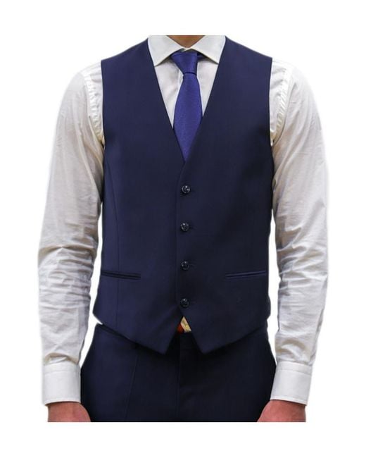 Boss Blue Button-Down Waistcoat for men
