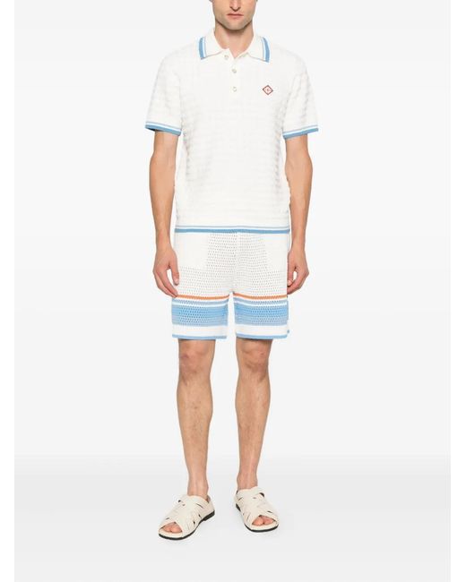Casablanca White Logo Patch Polo Shirt for men
