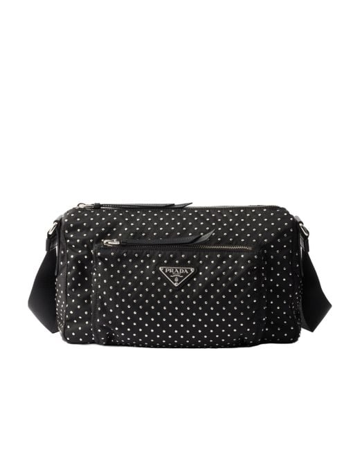Prada Black Re-Nylon Bag With Studs